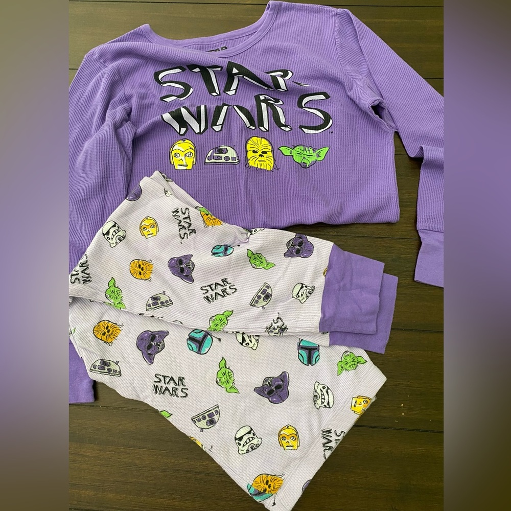 Star Wars Womens Thermal Underwear Set Size XL Disney Purple Long Sleeve